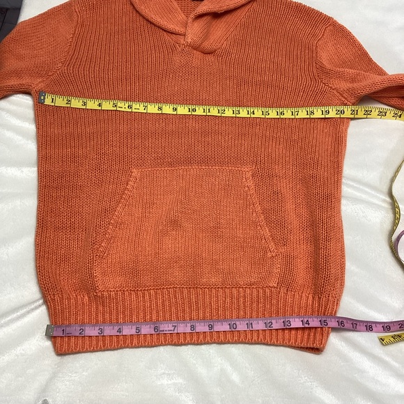 Polo by Ralph Lauren Sweater Women’s Medium Linen Blend Orange Pullover Pocket - Picture 4 of 8